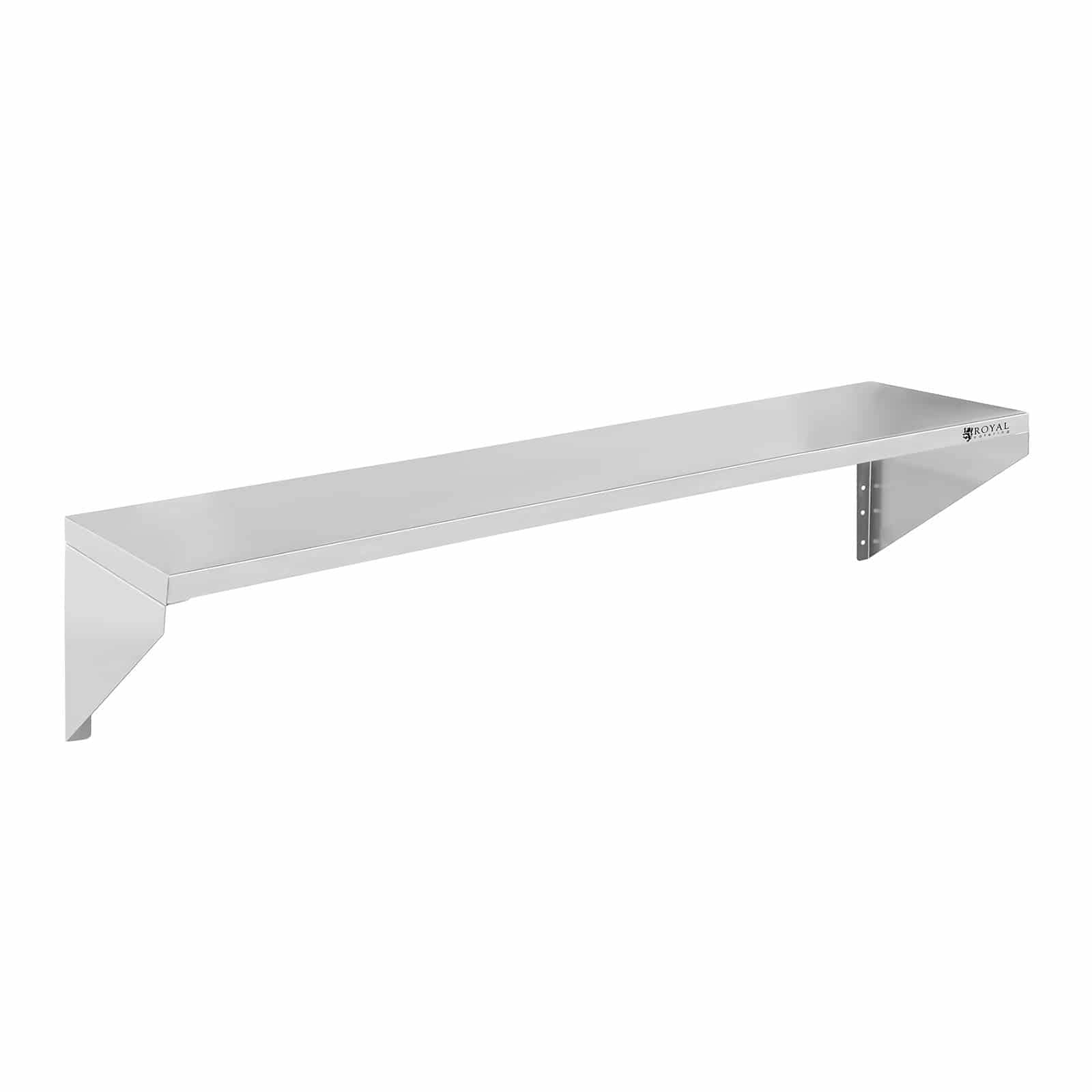 Royal Catering Étagère Murale Rangement Cuisine 2 Plateaux RCWR-120.2 (120 cm de Long, éléments pour Montage Mural, Design Moderne, INOX)