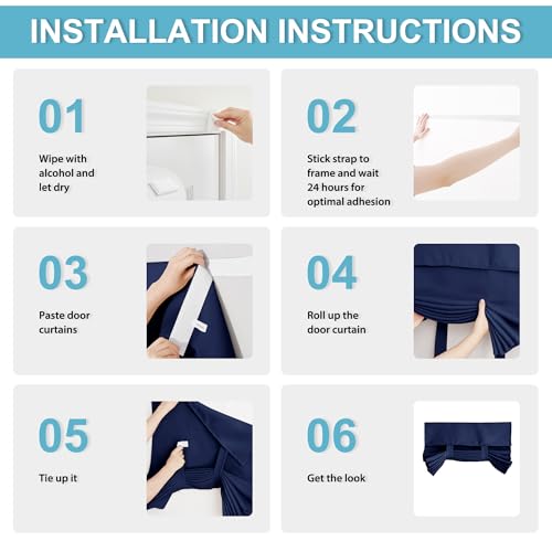 Image of RYB HOME Tricia Blackout French Door Curtain - Room Darkening Window Drape for Patio, Sidelight & Glass Doors, W 26 x L 69, 1 Pc, Navy Blue
