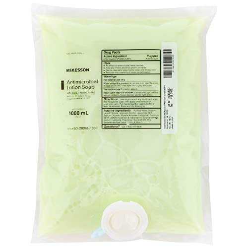 McKesson Antimicrobial Lotion Hand Soap with Aloe, 1000 mL Refill Bag [Pack of 1 Bag] - Herbal Scent, Keeps Hands Clean and Moisturized, Medical-Grade Soap
