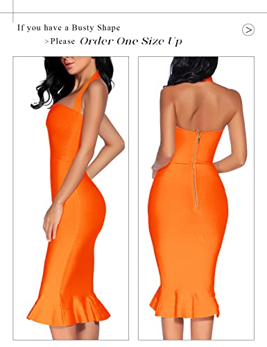Image of houstil Women's V Neck Halter Fishtail Bandage Bodycon Dress Party