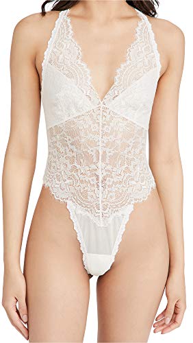 Hanky Panky Women's Monique Lhuillier x Hanky Panky Halter Teddy, Monique Lhuillier Blush, White, Medium