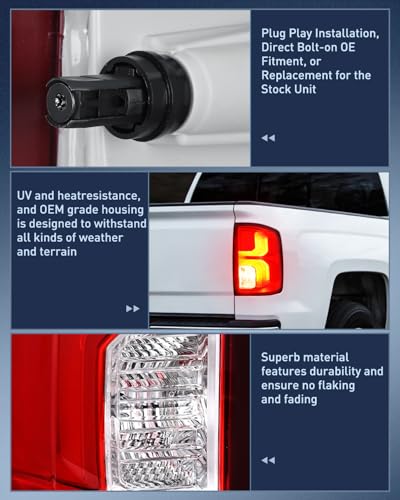 Image of Nilight Taillight Assembly Compatible with 2016 2017 2018 Chevy Silverado 1500 LED Models Tail Light OE Style Rear Outer Lamp Replacement Passenger Side