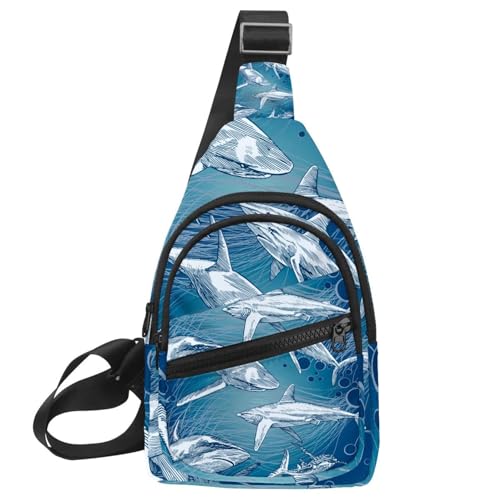Bolso bandolera pequeño impermeable Sketch Shark Bubble para proteger tus pertenencias al viajar