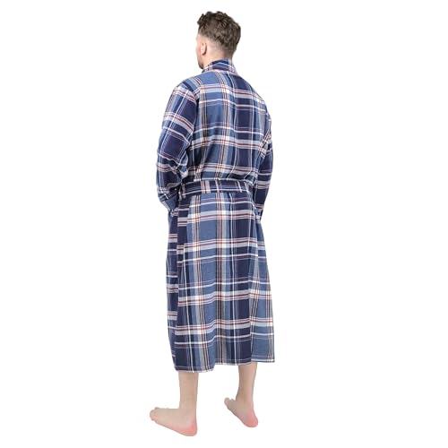 Image of Andrew Scott Mens 2 Pack Long Sleep -Sauna Robe / 100% Cotton Flannel Brush Warm Bathrobe