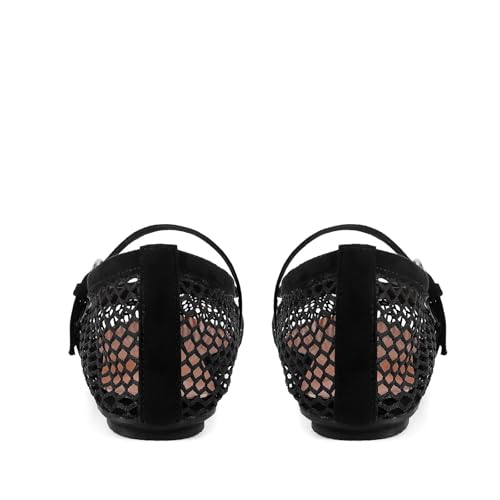 Image of MICIFA Women's Mesh Ballet Flats Fishnet Ballerina Flats Buckle Strap Mary Jane Causal Daily Dress Shoes