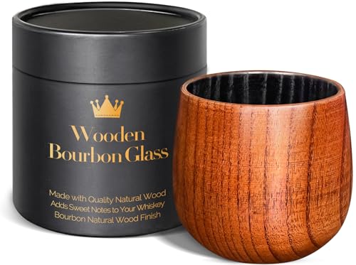 Image of Charred Wooden Bourbon Drinking Glass, Bourbon Gifts for Men - 10 oz Charred Wooden Old Fashioned Glass Whiskey Tumbler | Birthday Whiskey Gifts for Men, Dad or Brother | Original Bourbon Tumbler
