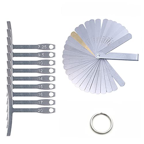 Alnicov 9 herramientas Luthier de calibre de radio para debajo de la cuerda, 32 cuchillas, calibrador de doble marcado, métrico e imperial, regla de medición para guitarra y bajo