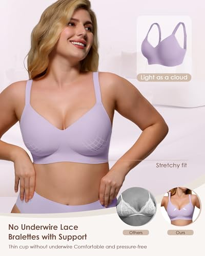 Image of As Fairy Womens Soft Comfortable No Underwire Bras V Neck Seamless Push Up Bralettes Full Coverage Tshirt Brassiere