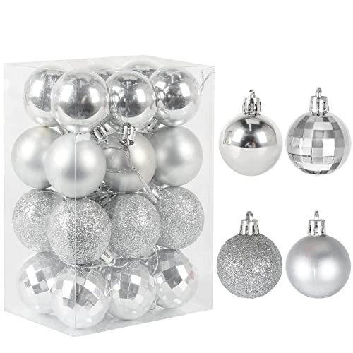 GGISUI 24pcs Boule de Noel 4cm Boule Plastique Argent Décoration de Noël ECLAT Utilisé pour Décorer Votre Sapin de Noël et Créer Une Ambiance de Noël Forte Cover