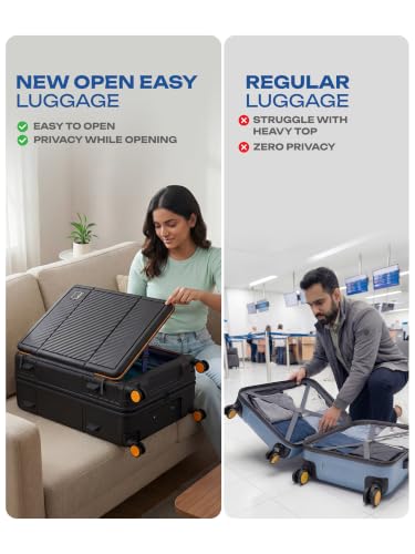 Image of Safari Nox 8 Wheels 68cm Medium Size Trolley Bag, Open Easy, Hard Case Polycarbonate, Silent Dual Wheels Check in Luggage, Securi Zipper, Suitcase for Travel, Trolley Bags for Travel, Black