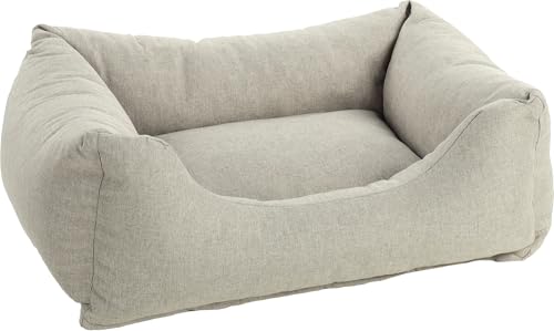 Flamingo Ergonomisches Hundebett Genève Rechteckig Beige – 65 cm - Waschbar, Antislip, Zart, Luxuriös und Stilvoll, Passt In Jedes Interieur!