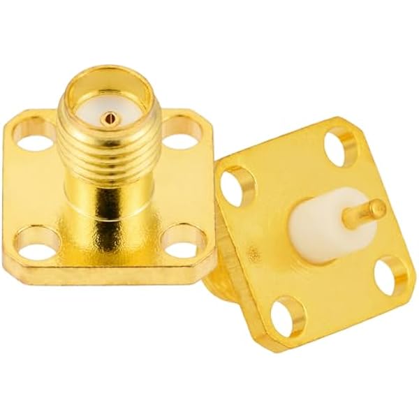 Vecys 2 Stuks SMA Żeński Panel Podwozia RF Adapter Koncentryczny 50 Ohm SMA Żeński 4 Otworowa Złącze do Montażu Panelowego do Anteny Radiowej Kabel Koncentryczny