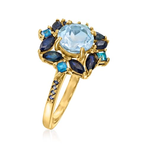 Ross-Simons 1.80 Carat Sky Blue Topaz, 2.40 ct. t.w. Sapphire and .80 ct. t.w. London Blue Topaz Ring in 18kt Gold Over Sterling3