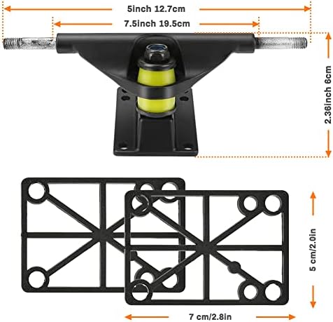 icyant Skateboard Trucks Set, Aluminum Alloy Street Skateboard Brackets, PU Skate Wheels, Abec-7 Skateboard Bearings, Wear-Resistant & Flexible Truck Combo Set for Professional Beginner Skater