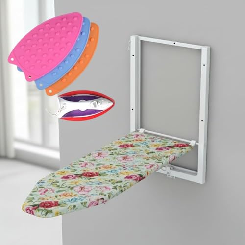 Image of Branco Wall Mount Ironing Table /Board | Space-Saving & Foldable Mechanism | White | DIY Assembly | Easy-Release Lever, Removable Cotton Cover & Mounting Hardware with Silicon Iron Resting Pad