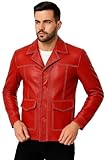 Prime-Fashion Tyler Mayhem Red Retro Brad Motorcycle Club Biker Faux Leather Jacket, Medium