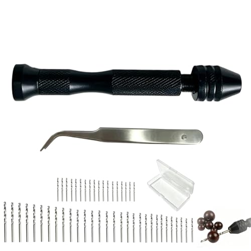 50 Piezas Mini Taladro Mano, Taladro Manual Precisión con 48 Brocas Precisión 0.5-3.0 mm, Micromotor Manual, Pin Vise Mano para Modelismo, Joyería, Madera, Plástico, Resina, Manualidades DIY