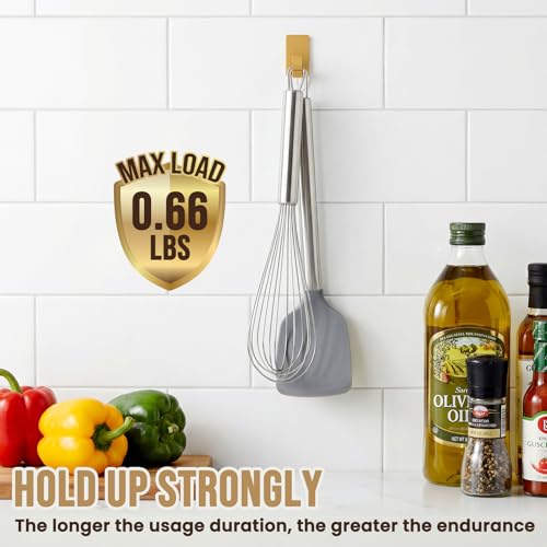 Image of TAILI Hooks for Hanging 10 Metal Sticky Hooks and 14 Adhesive Strips Gold