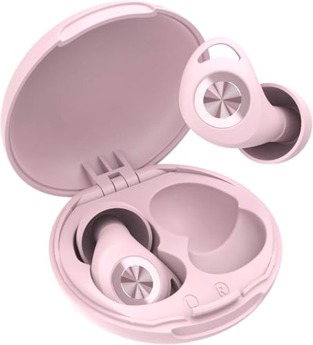 Ear Plugs for Sleeping, 45dB Noise Cancelling Earplugs für Schlaf/Konzentration/Reisen/Arbeit/Konzerte, Ultra Bequeme Wiederverwendbare Silikon Ohrstöpsel, mit 8 Spitzen (XS/S/M/L) und Etui, Blassrosa