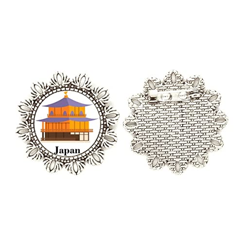 Broche de plata de ley con relieve de flor japonesa tradicional