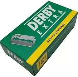 Lâmina de Barbear Derby Extra Platinum – Cartela com 50 Unidades – Aço Inoxidável Original