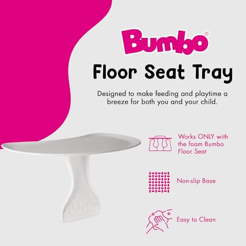Bumbo Seat Tray Attachment, Baby Infant Child Toddler Floor Seat Eating Tray Activity Play Top Accessory for Boys and Girls 3 to 12 Months Old, White - Thumbnail 3