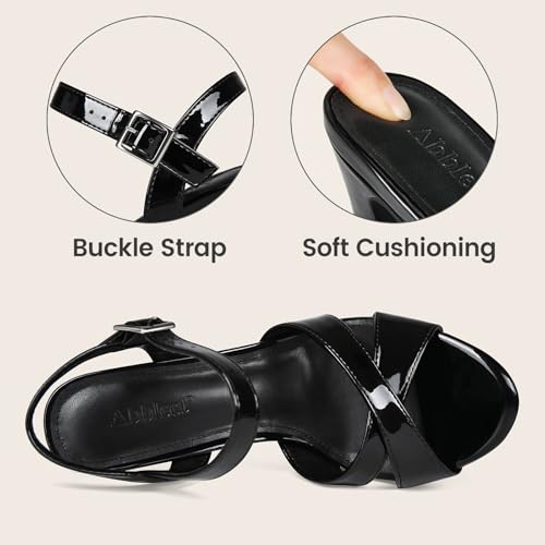 Image of Platform High Heels for Women Strappy Chunky Heels Sandals for Women Open Toe Block Heeled Sandals with Ankle Strap Summer Dress Shoes