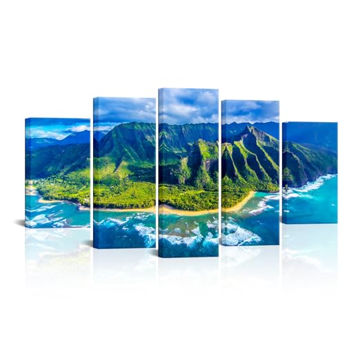 KLVOS 5 Piece Na Pali Coast Kauai Canvas Prints Wall