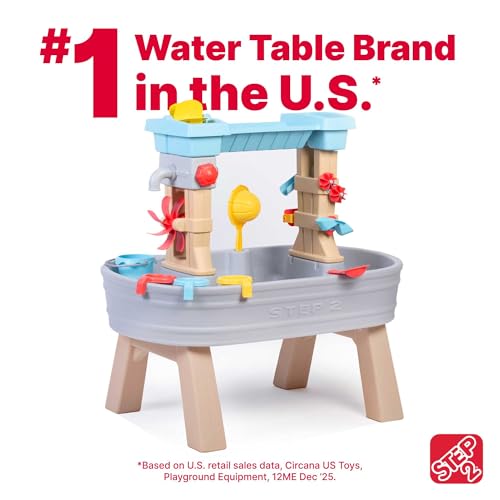 Step2 Rain Showers & Flow Kids Water Table, Outdoor Toddler Activity Table, 15-Piece Accessory Set, Ages 1.5+ Years Old, Multicolor (Gray, Blue, Red) - Thumbnail 3