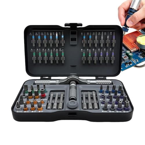 Veasbuu Set Destornillador Magnético De Carraca - 66 Piezas Puntas de Precisión Antideslizantes | con Estuche Juego Compacto de Trinquete | Para Móvil Gafas Bicicleta Electrodomésticos Reparación