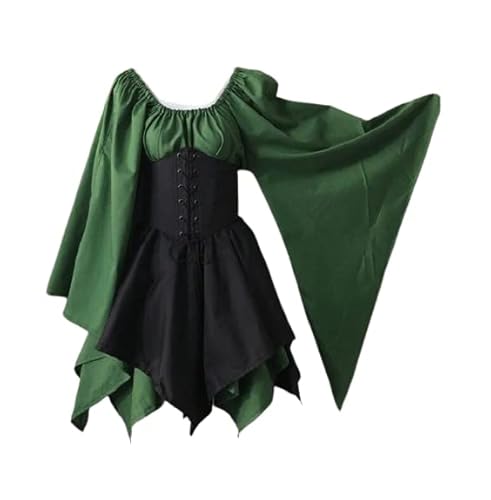 Traje Roupa de Mulher Medieval com Espartilho e Mangas Compridas Mangas Longas Fantasia Halloween Fe