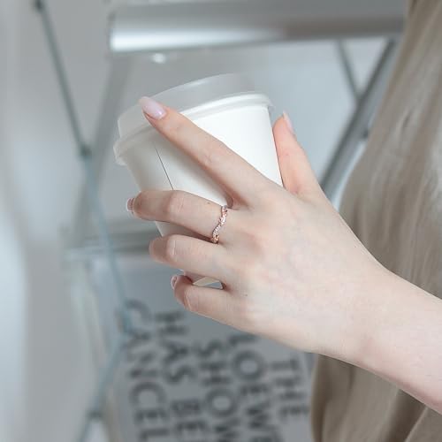 Rose Moissanite Eternity Wedding Band, S925 Sterling Silver Moissanite Promise Eternity Memorial Ring for Women4