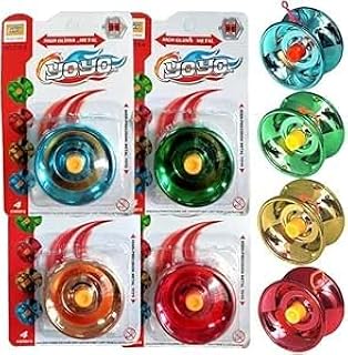 لعبة يويو معدن شديدة اللمعان، لعبة دوارة سريعة مصبوبة (عبوة من قطعة واحدة)، ألوان متنوعة (لون أزرق)