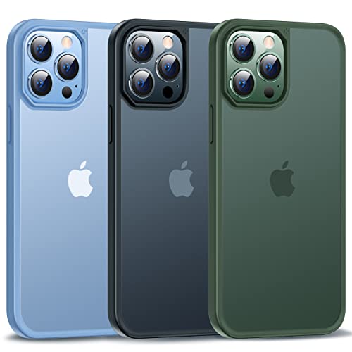 CASEKOO for iPhone 13 Pro Max Case KooShock, [10 FT Military Drop Protection] [Skin-Friendly Touch] Built-in Airbags and Rugged Matte Back, Thin Translucent Protective Case 6.7", Black