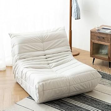 Swivel Rocker Fabric Recliner Chair Lazy Sofa- Reclining Chair Manual, Single Modern Sofa Home Theater Seating for Living Room Beige-Sofa