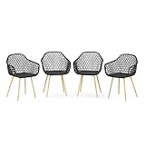 4er Set Gartenstuhl Terrassenstuhl Balkonstuhl Jakob schwarz modern Sitzschale Sitzstuhl Gartenmöbel Terrassenmöbel Balkonmöbel