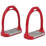FEYV Sicherheitssteigbügel, Steigbügeleisen, Reitsport, 1 Paar für die Beinposition beim Pferd(rot)
