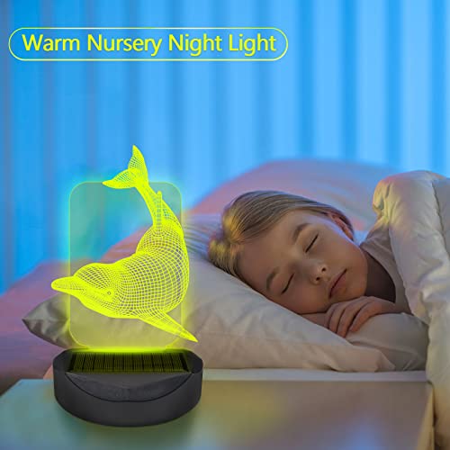 Hugsee 3D Solar Lawn Lights Outdoor Solar Lights Decorative Rgb Led Colorful Lawn Light With 7 Colors 4 Flashing Mode Waterproof Acrylic Night Light Lawn Lamp For Pathway Patio Garden(Shark+Dolphin) #TOP6