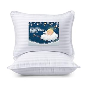 Utopia Bedding Toddler Pillow (White, 2 Pack), 13×18 Pillows for Sleeping, Soft and Breathable Cotton Blend Shell, Small Kids Pillow Perfect for Toddler Bed and Travel (Intended for Age 2 and up)