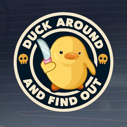 Image of Duck Around and Find Out, Duck with Knife 4 inch Full Color Indoor Outdoor Vinyl Decal