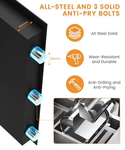 4.1 Cuft Fireproof Safe For Home Documents, Safe Box Fireproof Waterproof, Security Document Safes With Keypad Key Lock, Silent Mode, Removable Shelf, Large Digital Combination Safe For Money Jewelry
