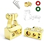 Car Battery Terminal Connectors Kit, 0/4/8/10 AWG Auto Battery Terminals, Heavy Duty Top Post Multiple, Positive Negative Gauge Battery Terminal with Covers, Fit for Car, Marine, Truck, Boat (Gold)