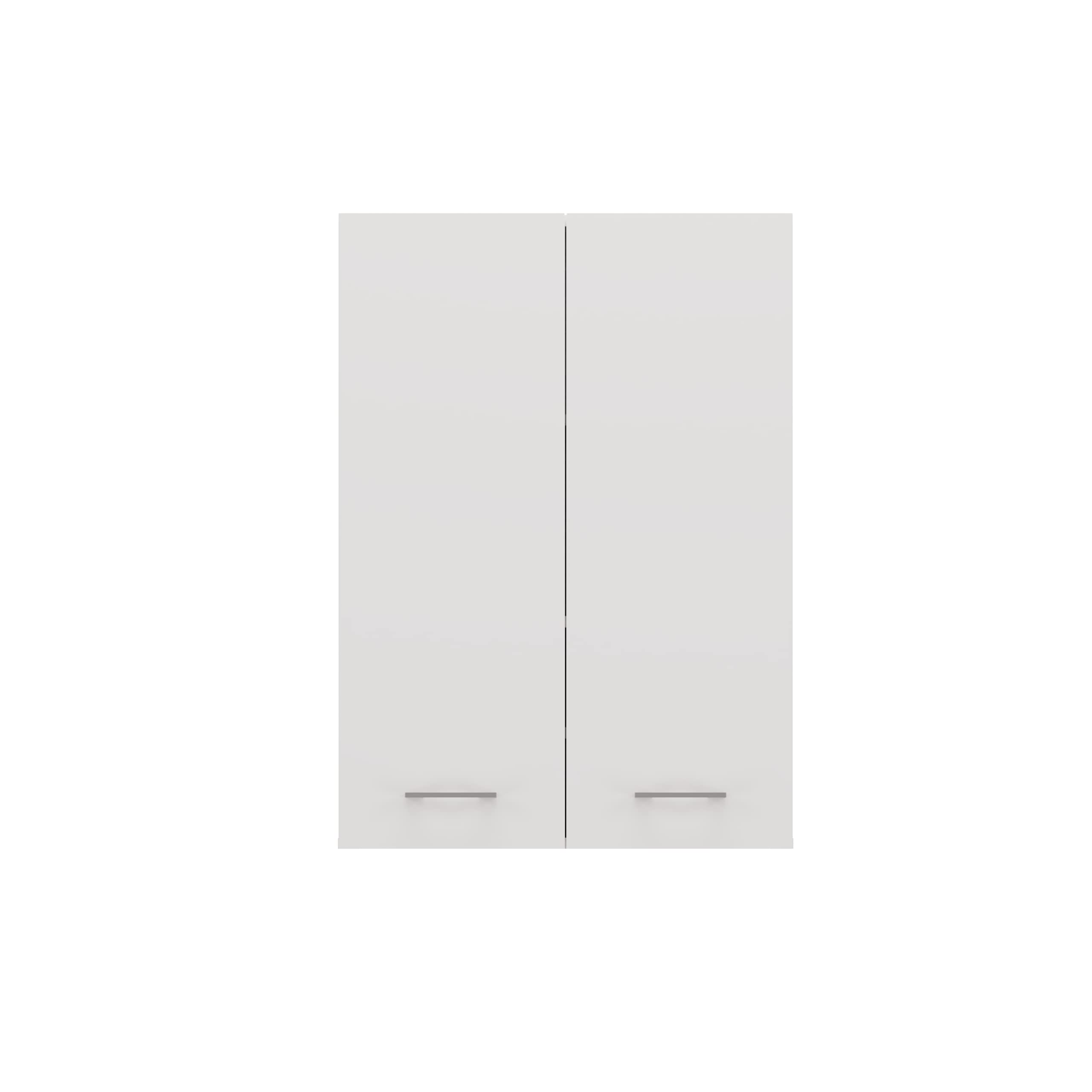 CDF Mobile Bagno Pensile Sospeso Sopra Lavatrice Scaffale a Muro con Ante Lunghe 4 Ripiani Chiusi Lavanderia 64 x 90 x 30 cm - Bianco