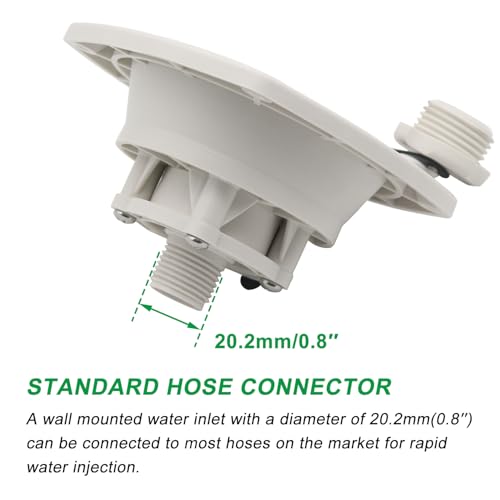 Image of RV City Water Inlet Connection Pressure Reducing Fill Hatch with Brass Check Valve and Quick Coupler Dustproof Inlet Hose Adapter for Fresh Water Fill Compatible with RV Marine Camper(White)