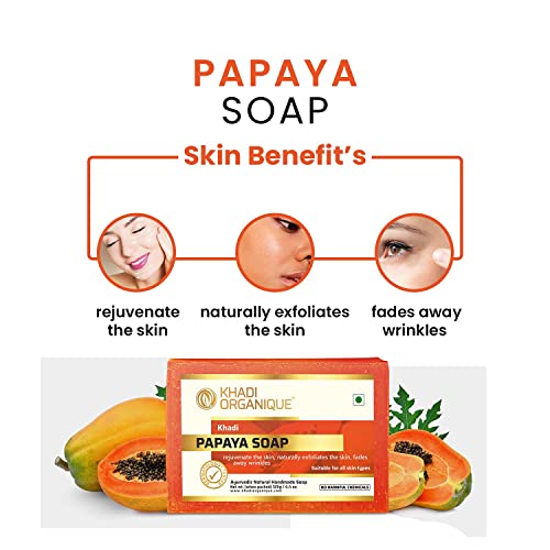 Image of Khadi Organique Natural Herbal Papaya Soap Pack of 3