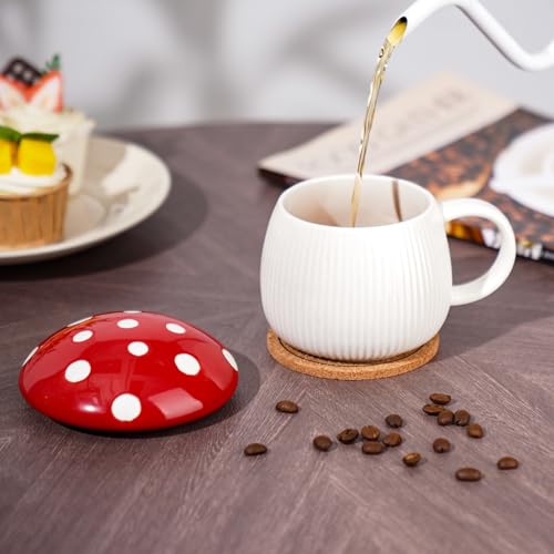 Taza de cerámica con tapa en forma de hongo 12oz miniatura 3