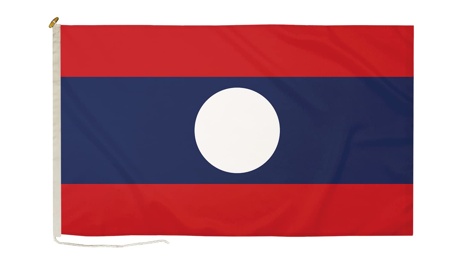 DuraFlag Laos Small Courtesy 20x12" Rope and Toggled Premium Quality 50x30cm Flag