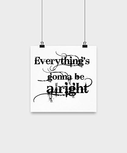 Jouvay Gifts Everything's Gonna Be Alright Poster - Bob Marley Quote - Inspirational Gift Idea