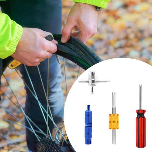 Image of 4 Pcs Tire Valve Repair Tool Set, Dual & Single Head Valve Core Remover Wrench 4 Way Stem Puller Stem Core Wrench Remover Kit for All Standard Valves Cars Trucks Motorcycle