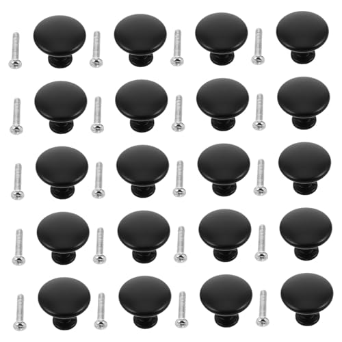 HOMSFOU 20個美式黒色丸型家具取手 シングルホール設計 キャビネット ドレッサー クローゼット用 引き出しノブ モダン欧風装飾家具ハンドル